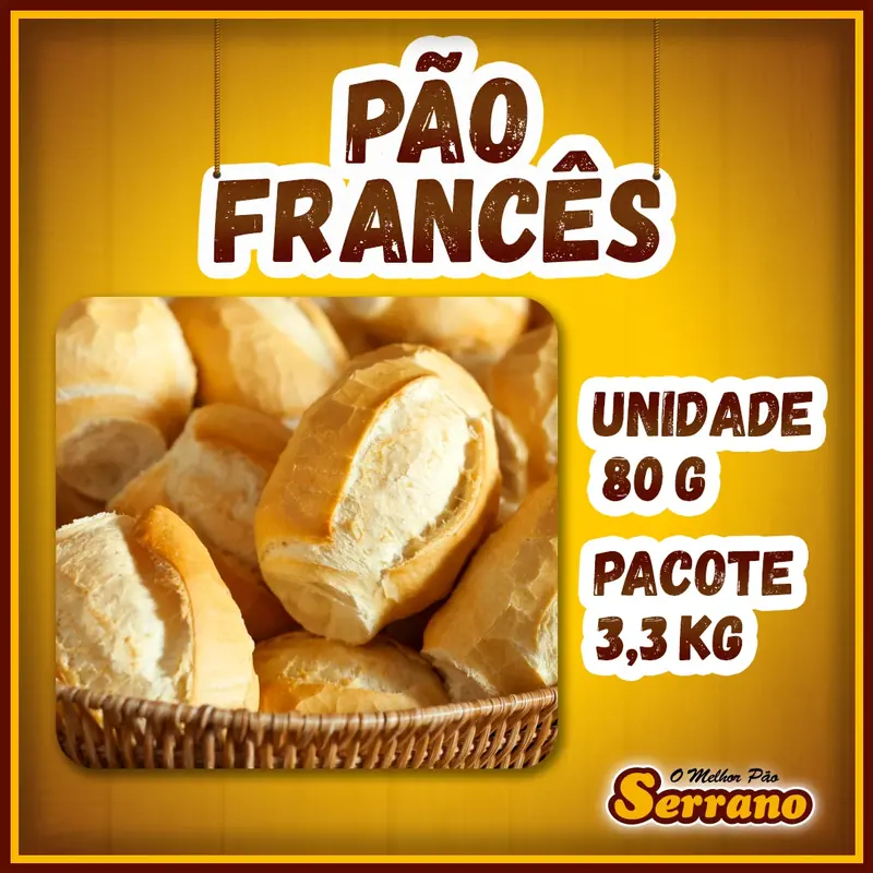 Imagem de apresentação de Pão francês Serrano, pão congelado